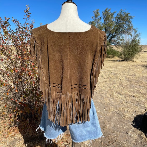 Vintage 70s Pioneer Wear Brown Suede Fringe and L… - image 5