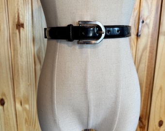 Vintage Black Suede Pony Hair Western Belt With Silver  display picture 3