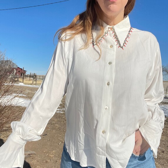 Vintage White Blouse With Large Collar 