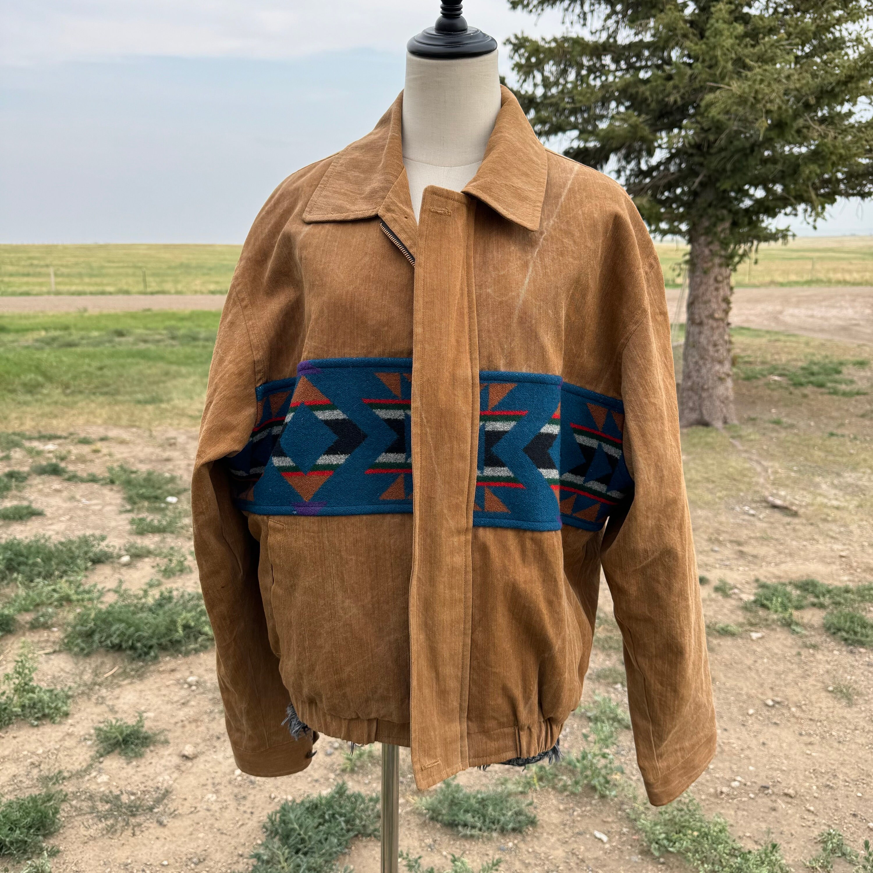 Vintage High Grade Western Wear by Pendleton Brown Canvas Aztec  