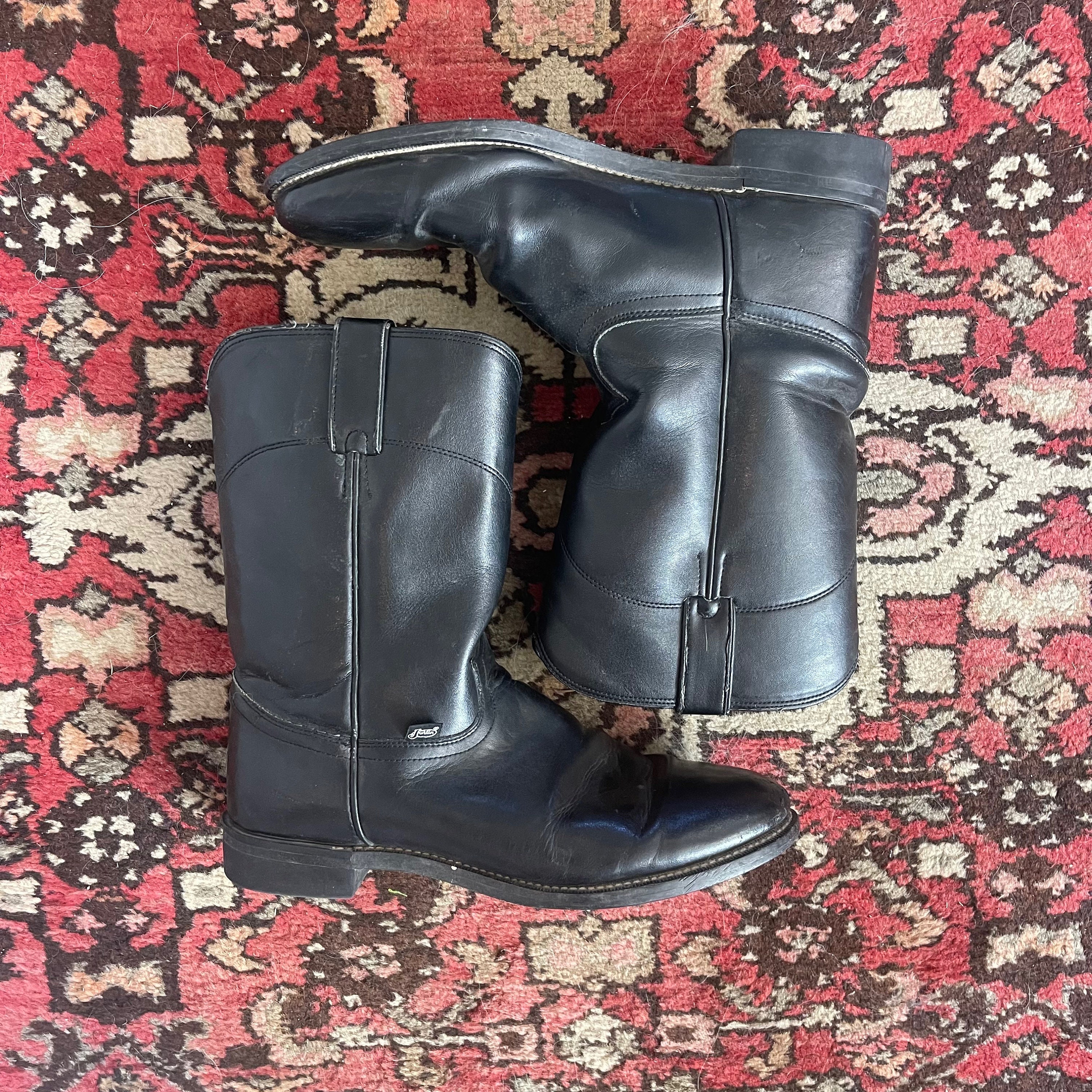 Vintage Black Round Toe Pull on Roper Boots Mens Size 10D - Etsy