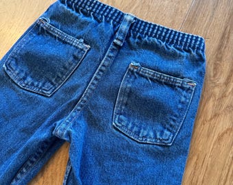 Jeansy Vintage Little BB Rustler w kolorze ciemnoniebieskim z elastyczną talią i prostymi nogawkami, rozmiar 2T