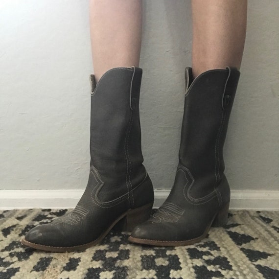 Vintage 90s Grey Cowgirl Boots - image 4