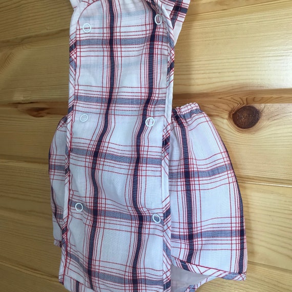 Vintage Little BB Toddler Unisex Plaid Overall Pl… - image 4