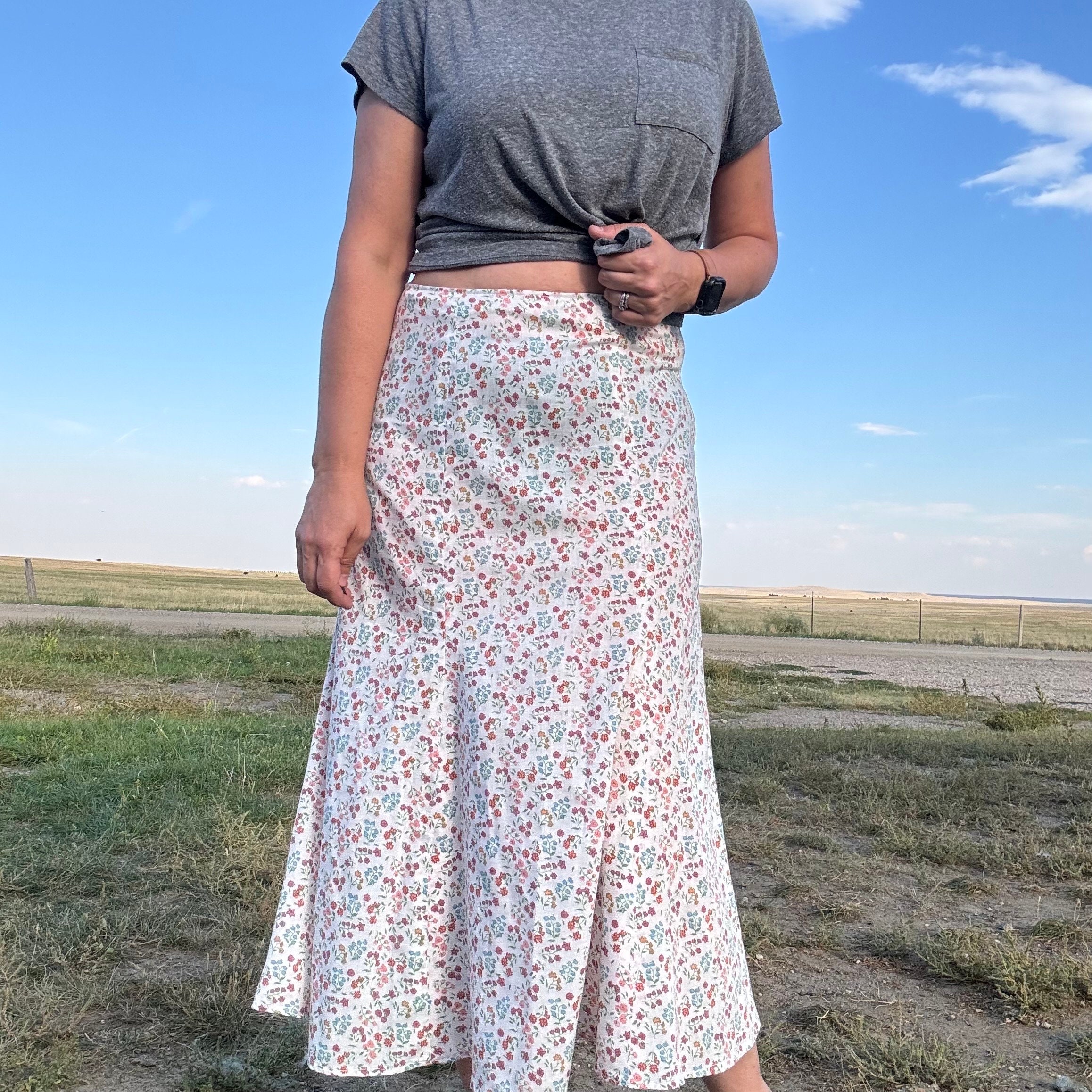 Vintage White & Pink Floral Skirt - Etsy