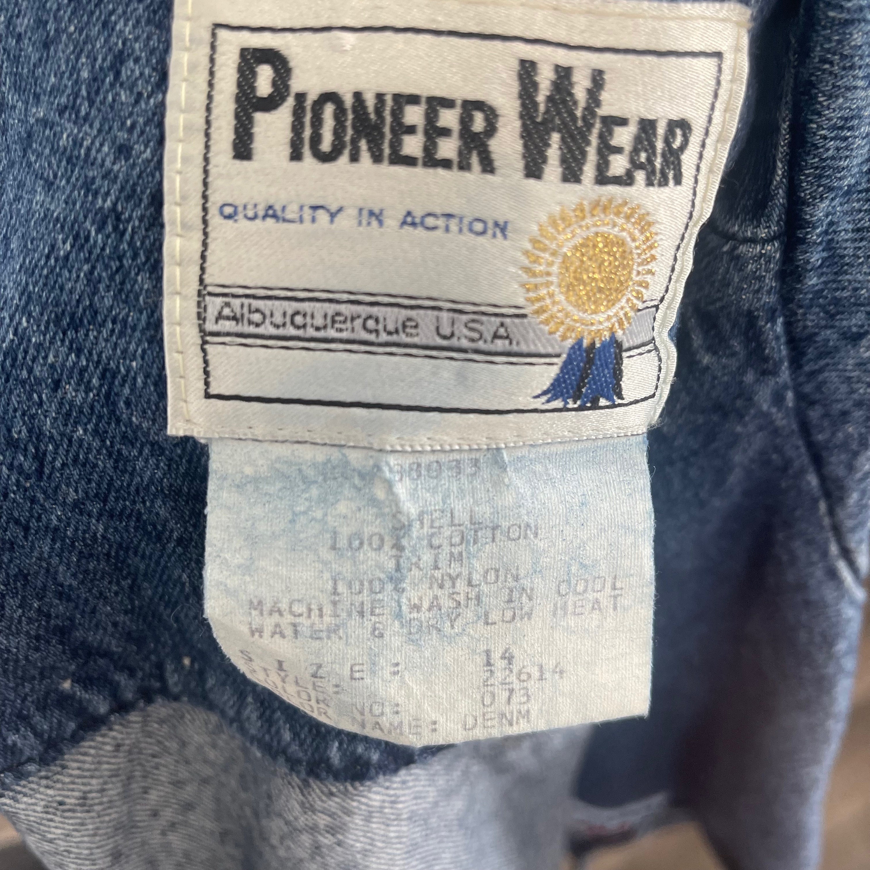 Vintage Pioneer Wear Denim Jacket With Southwestern Design