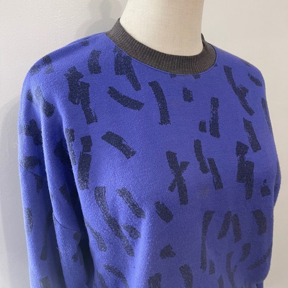 Vintage 80s Purple & Black Crewneck Sweatshirt