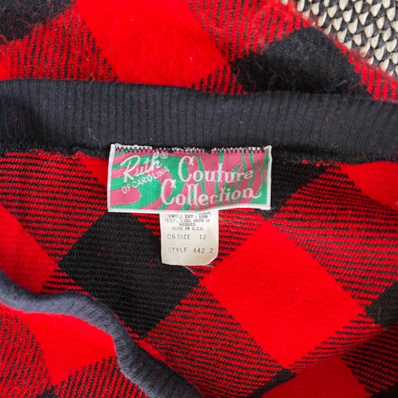 Vintage Little BB Girls Red & Black Buffalo Plaid… - image 4