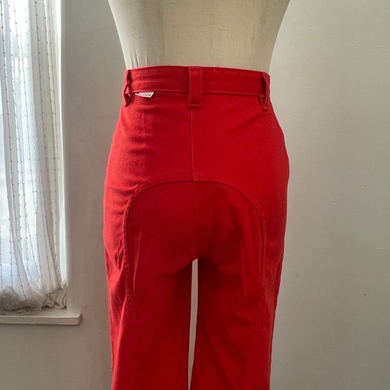 Vintage 70s Cherry Red High Waist Bareback Flare … - image 5