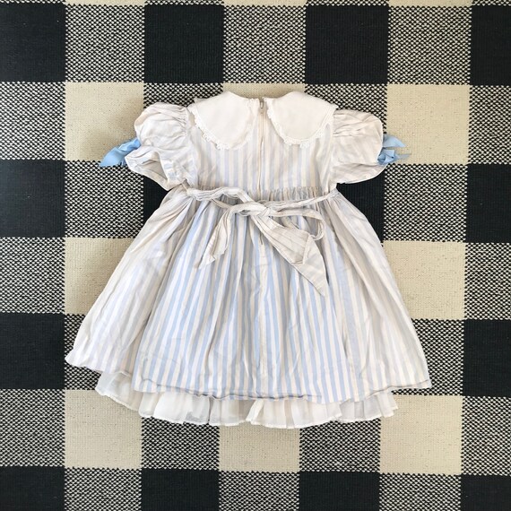 Vintage Little BB Toddler Girls Blue & White Stri… - image 3