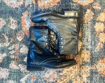 Stivali stringati vintage Laredo neri modello Kiltie da donna, taglia 5 1/2 M