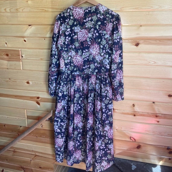 Vintage 80s Navy Floral Laura Ashley Dress - image 7