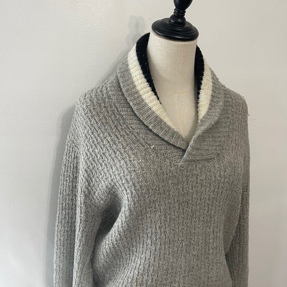 Vintage 60s Penney s Towncraft Grey Shawl Neck Wool Blend Sweater Etsy Mexico