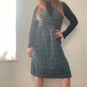 Vintage 60s Pendleton Green Plaid Dress