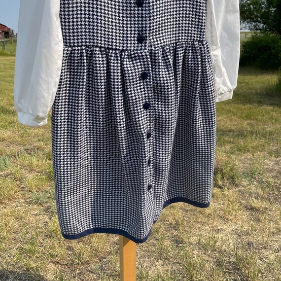 Vintage Little BB Girls Navy & White Houndstooth … - image 6