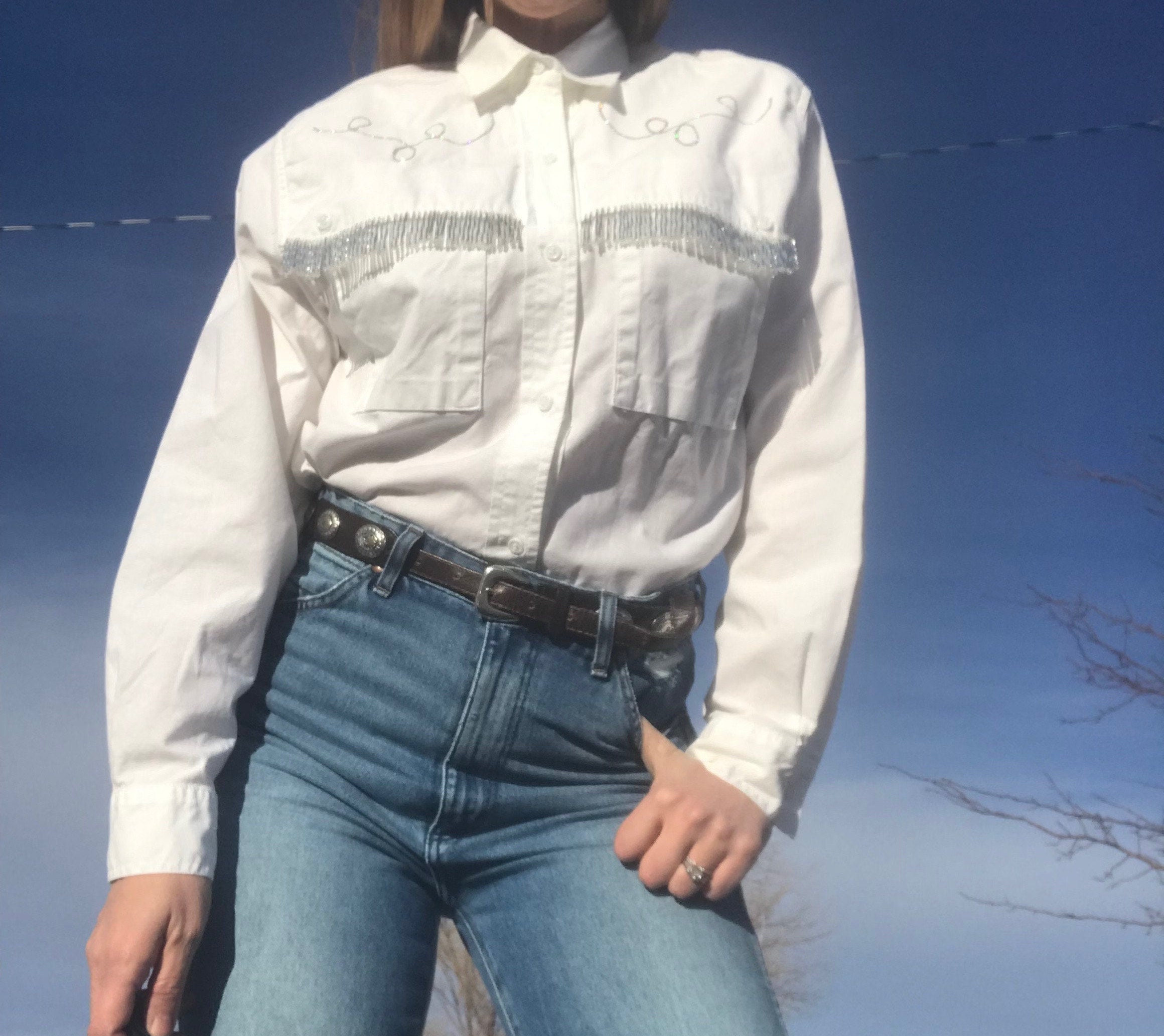Vintage 70s White Western Shirt With 