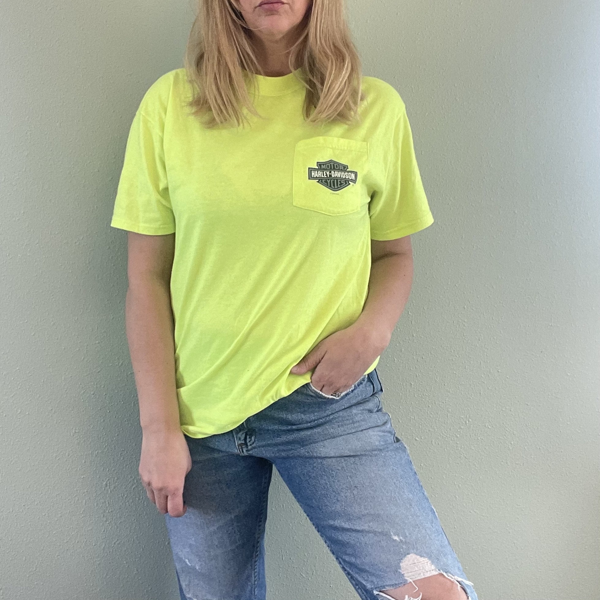 (美品)HARLEY-DAVIDSON ハーレーダビットソン　ネオンイエローT Vintage Neon Yellow Harley Davidson Myrtle Beach, SC T-shirt - Etsy