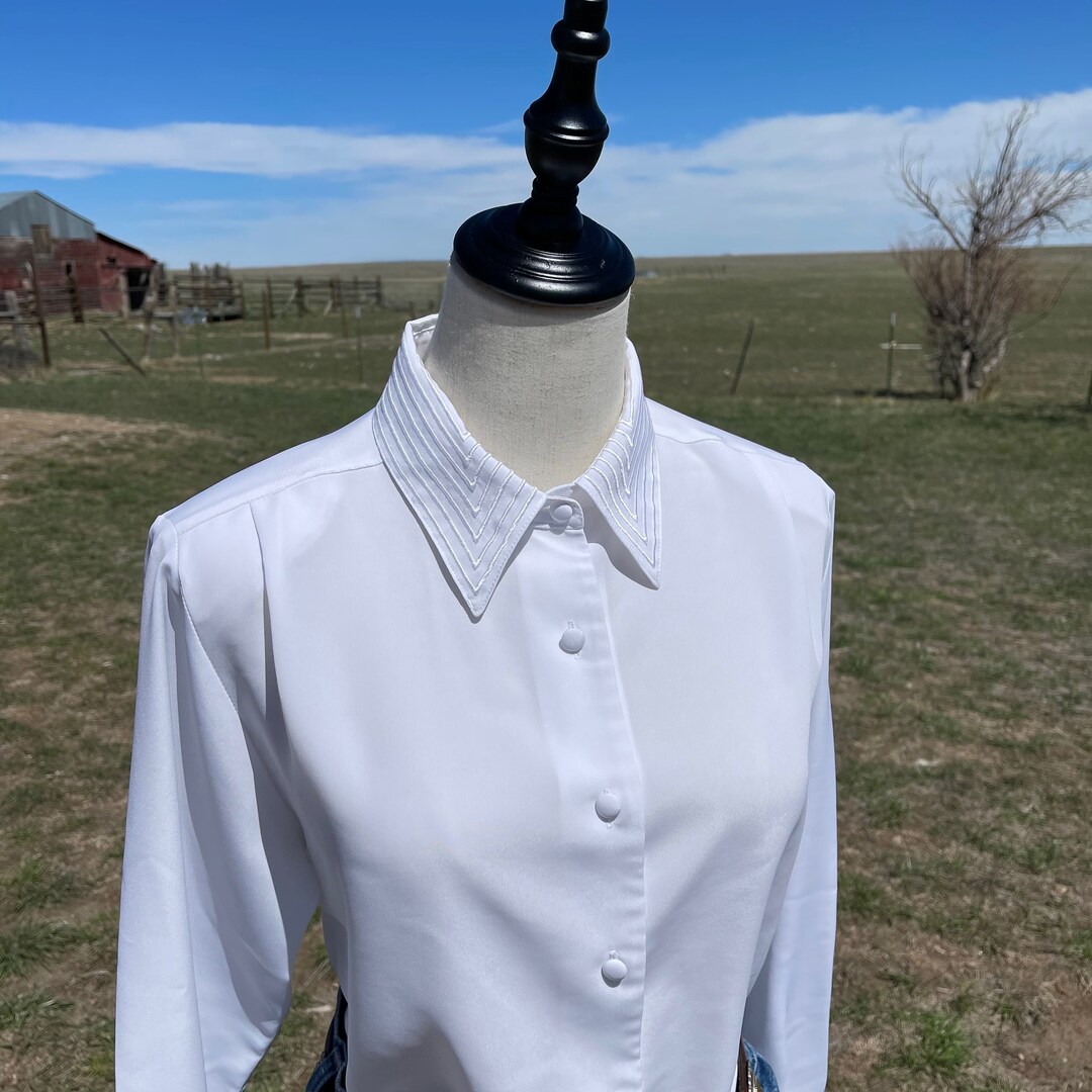 Vintage 80s White Shoulder Pad Blouse - Etsy Vintage 80s White Shoulder Pad Blouse - Etsy