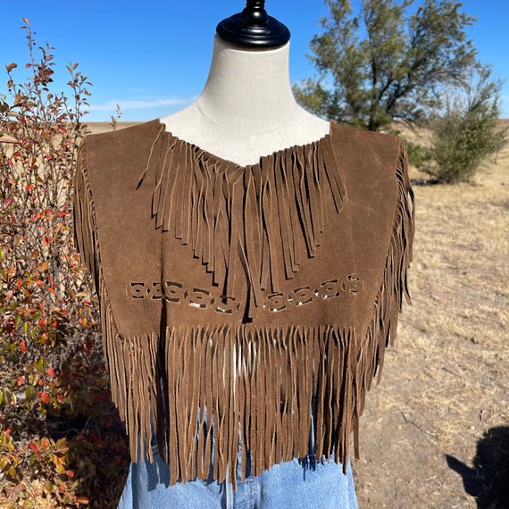 Vintage 70s Pioneer Wear Brown Suede Fringe and L… - image 2