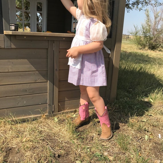 Vintage Little BB Girls Toddler Plaid & Lace Apron