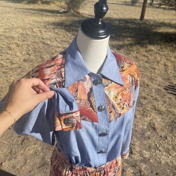 Vintage Two-Piece Southwestern Blouse and Circle … - image 6