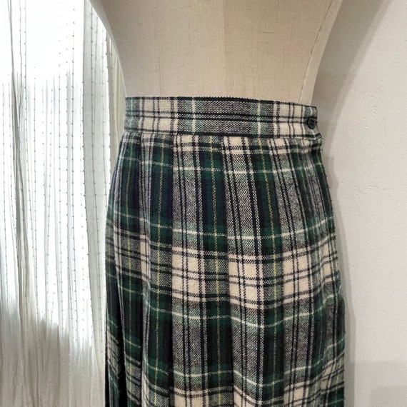 Vintage Green Plaid Pleated Skirt - image 2