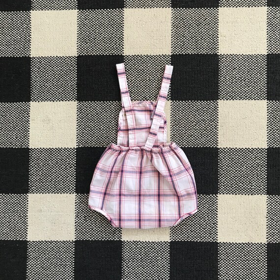 Vintage Little BB Toddler Unisex Plaid Overall Pl… - image 2