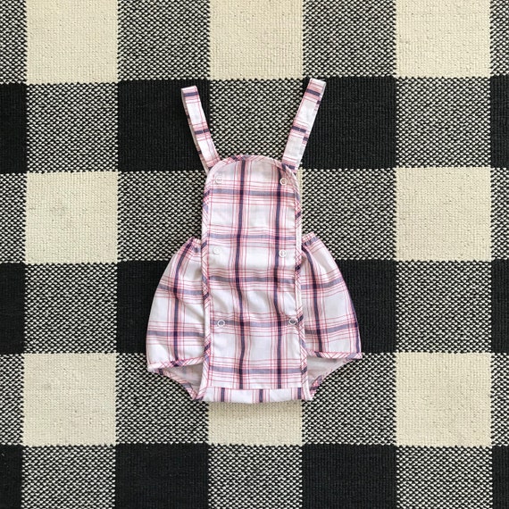 Vintage Little BB Toddler Unisex Plaid Overall Pl… - image 1