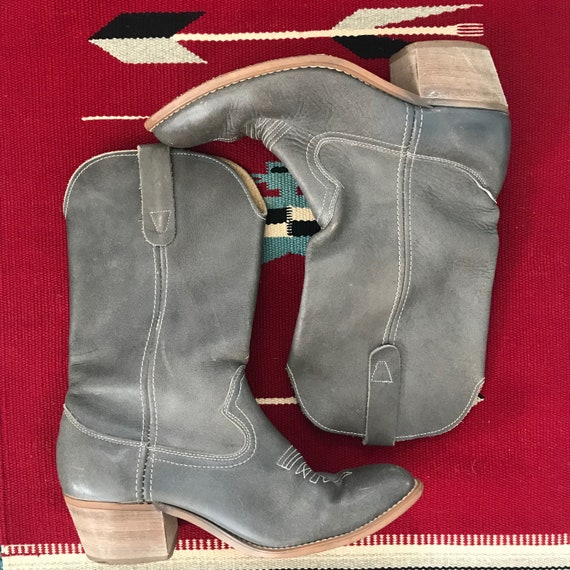 Vintage 90s Grey Cowgirl Boots - image 6