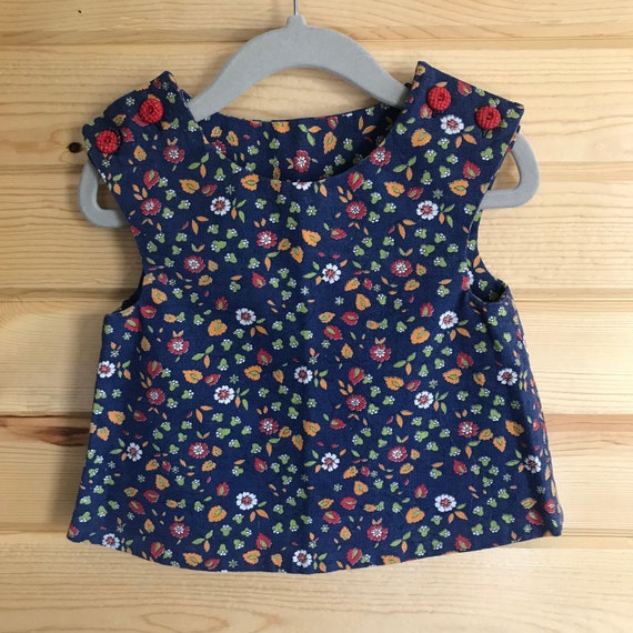 Vintage Little BB Toddler Girls Navy Floral Top w… - image 9