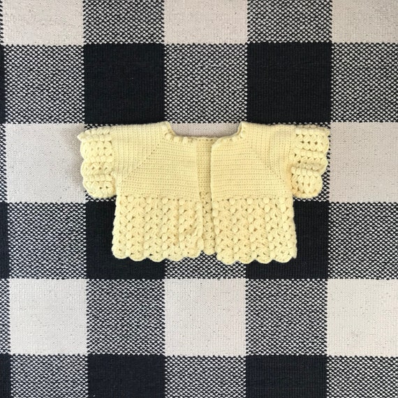 Vintage Little BB Toddler Girls Yellow Crochet Swe