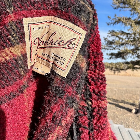 Vintage Woolrich USA Plaid Half Zip Deep Pile Fleece Pullover