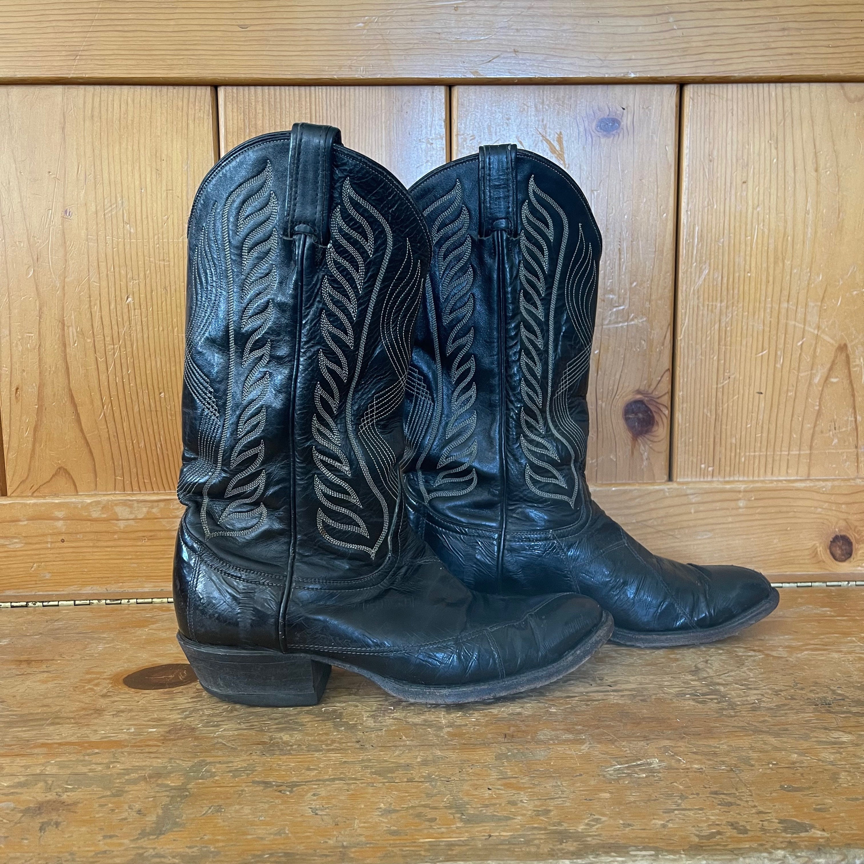 極美品✨トニーラマ　ウエスタンブーツ　刺繍　レザー　ヴィンテージ　黒　1972 激レア！トニーラマのスニーカーブーツ！