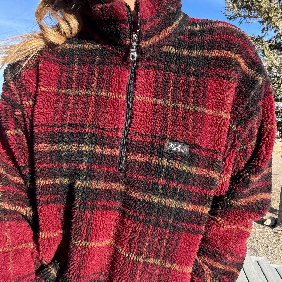 ニット+セーター 70s vintage Woolrich Half-zip Pullover Vintage Woolrich USA Plaid Half Zip Deep Pile Fleece Pullover