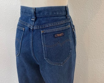 Vintage Wranglers Made in USA High Waist Dark Blue Jeans Size 26 x 28