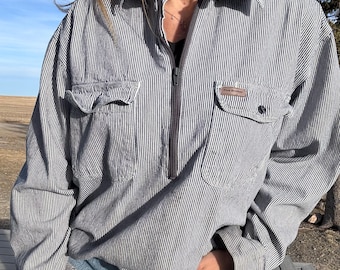 Vintage 1990's Red Hickory Striped Work Shirt From Ben Davis Size