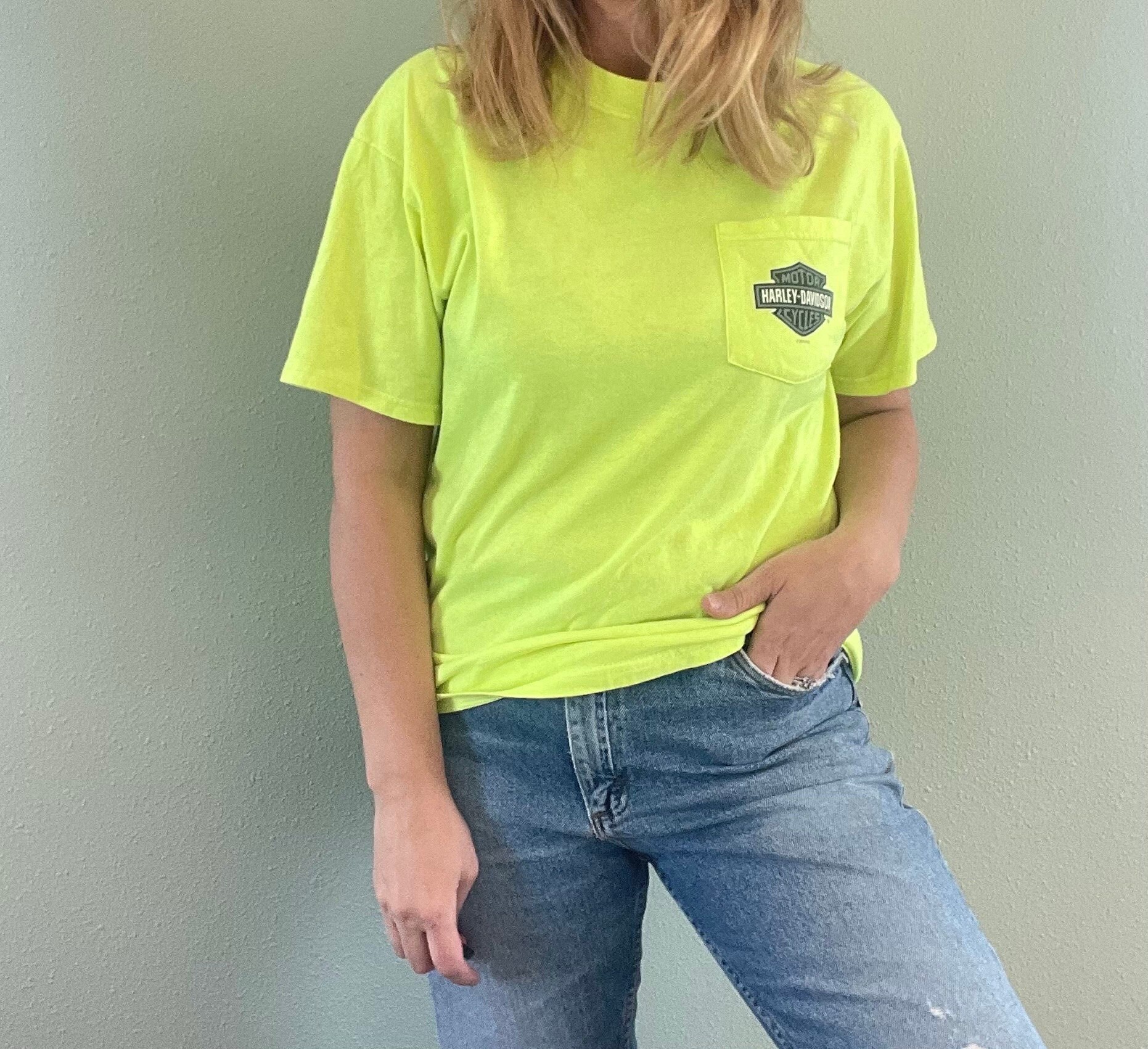 Vintage Neon Yellow Harley Davidson Myrtle Beach, SC T-shirt - Etsy