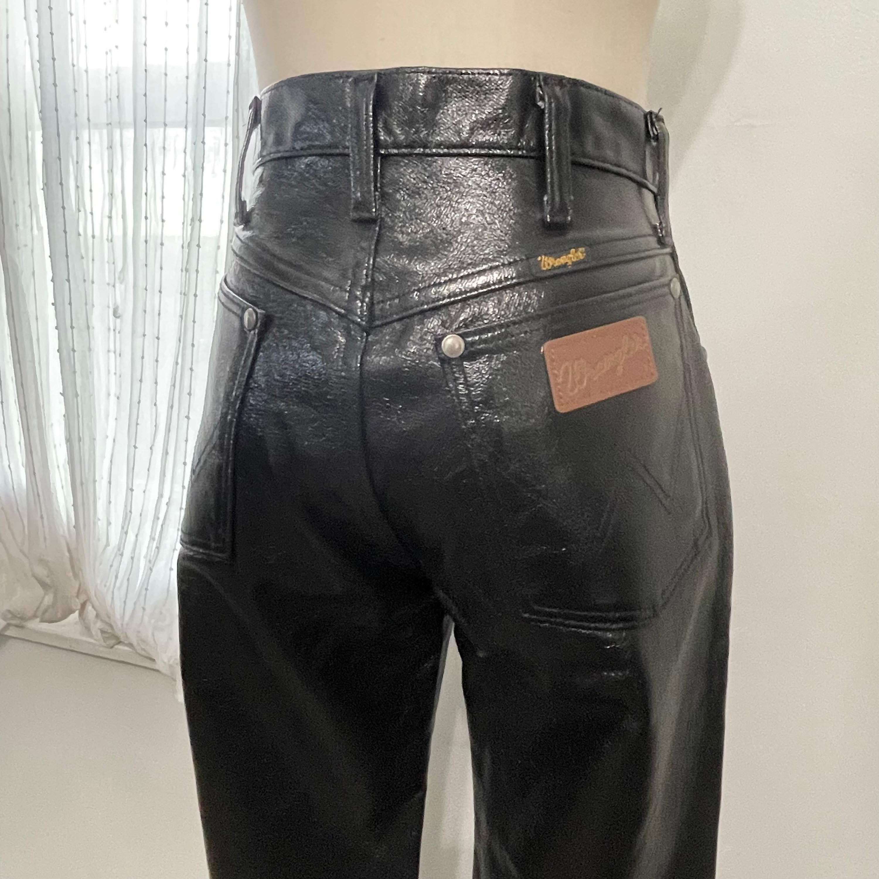 Vintage 90s Black Vinyl High Waist Wrangler Jeans Size 27 X 34 - Etsy