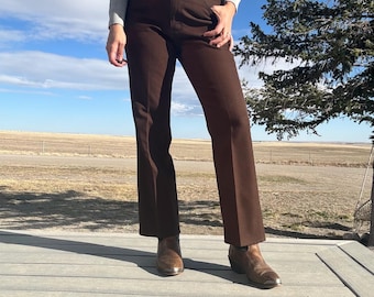 Pantaloni vintage marrone scuro Wrangler USA Rancher Poly W32 cucitura interna 30