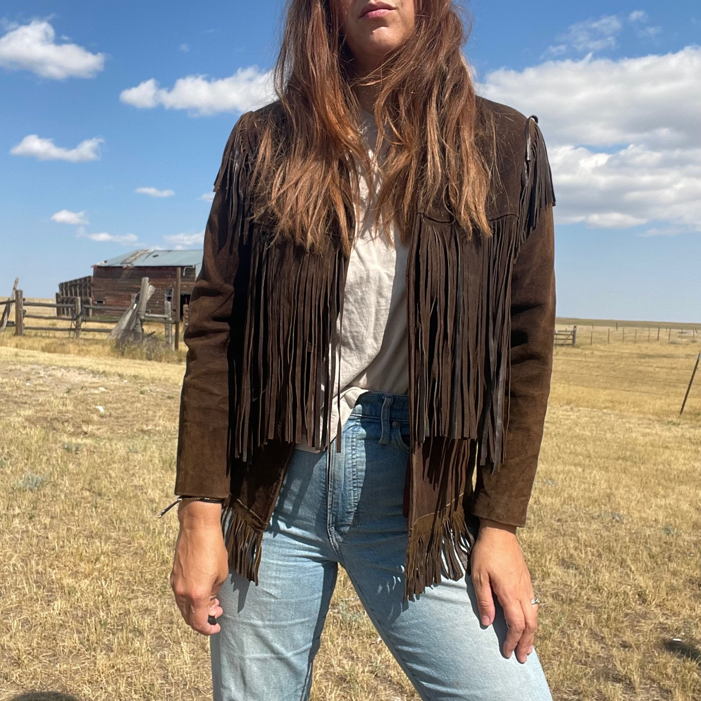 Faux suede fringe jacket cheap