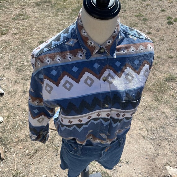 Vintage Southwestern Print Button Front Shirt - image 7