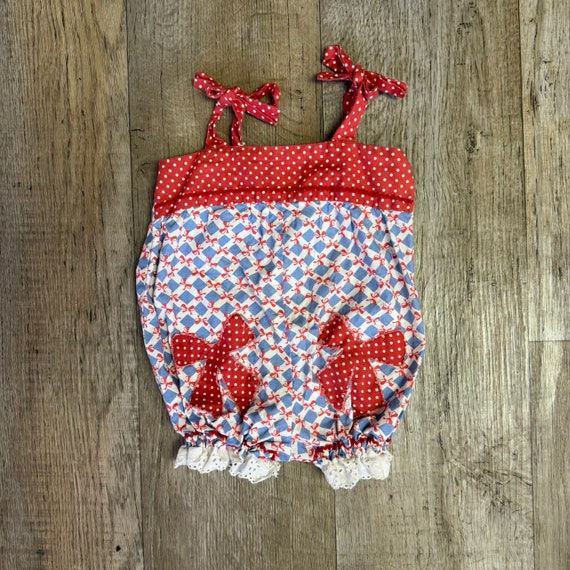 Vintage Little BB Baby Handmade Multi-Color Romper Size 12 months