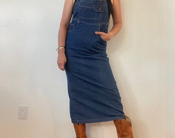 Vintage 90s Jordache Overall Style Denim Straight Dress