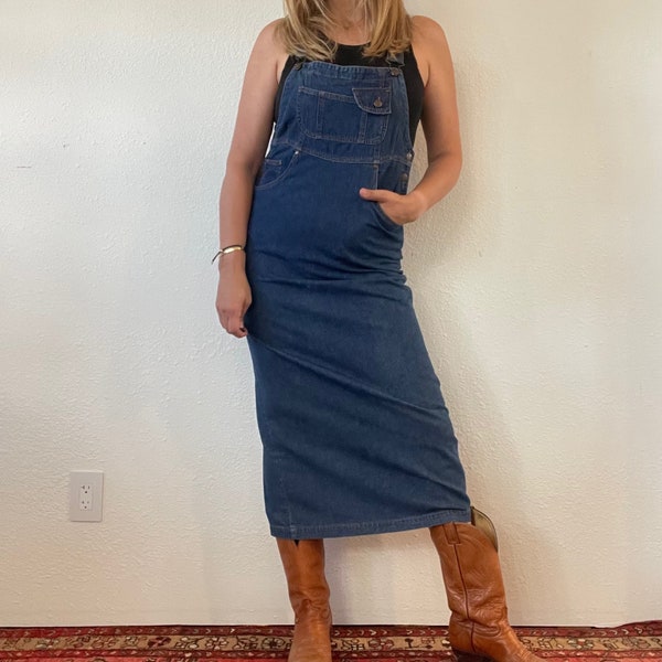 Vintage 90s Jordache Overall Style Denim Straight Dress