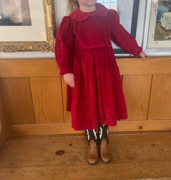 Vintage Little BB Toddler Girls Red Corduroy Part… - image 1