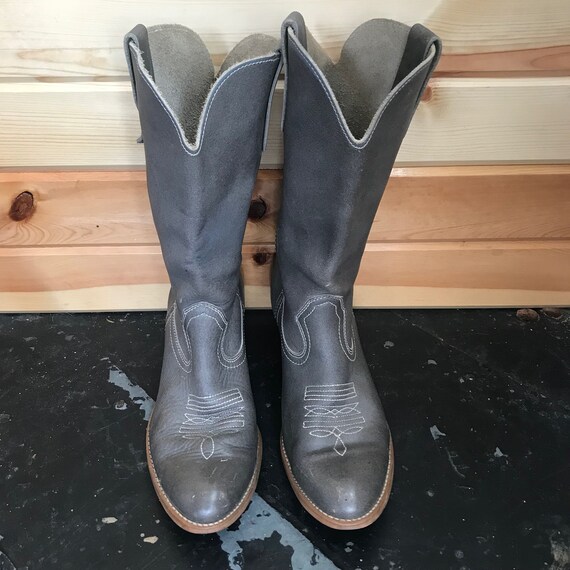 Vintage 90s Grey Cowgirl Boots - image 7