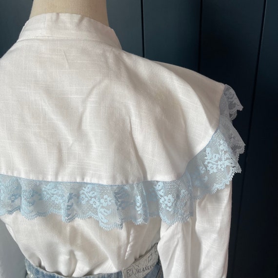 Vintage 70s White Pearl Snap Western Blouse with … - image 4