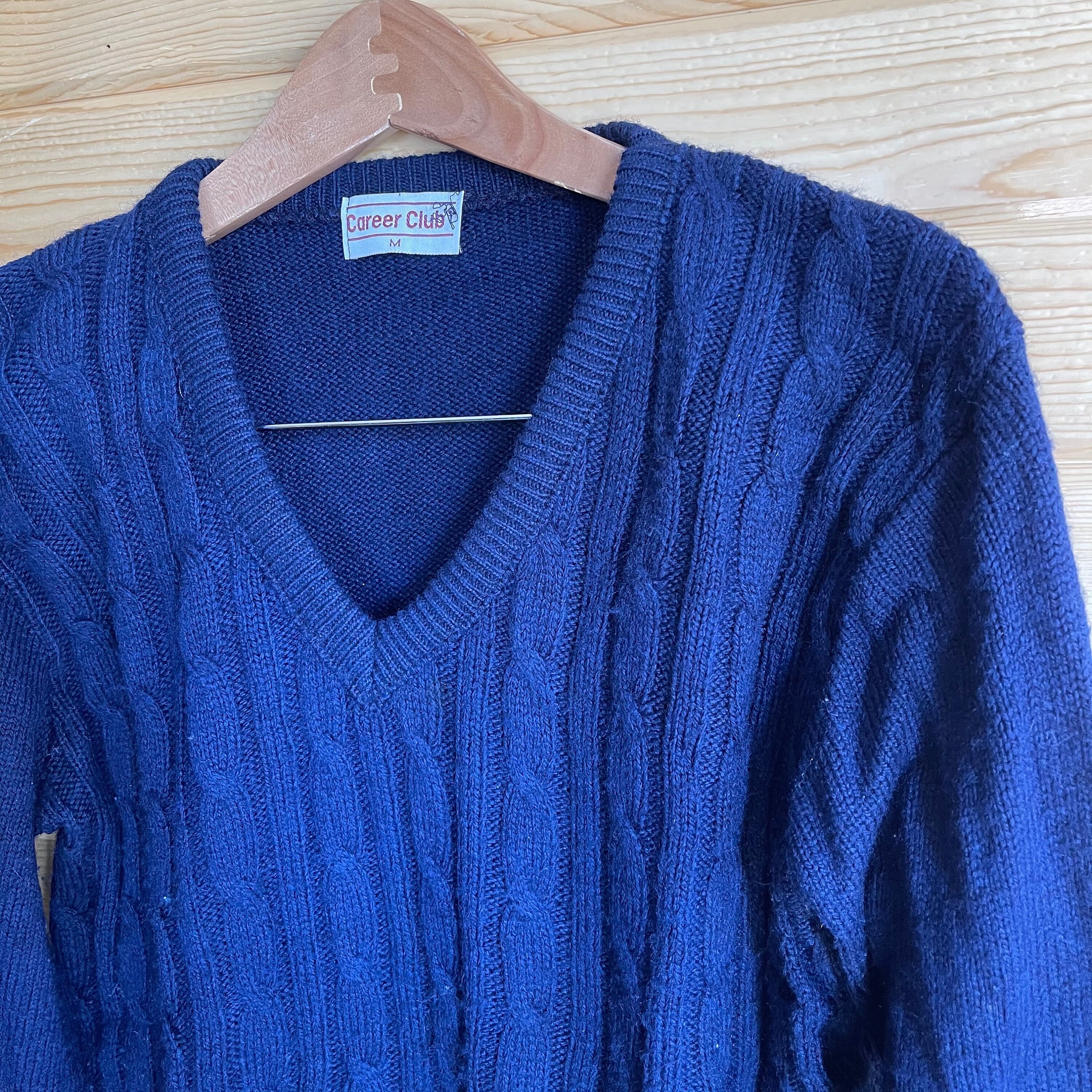 トップス 70s linen cotton v neck knit Vintage 70s V Neck Sweater by Ades of California Multi Knit