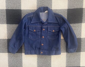 Vintage Little BB Boys Dark Denim Western Jean Jacket Size 4/5