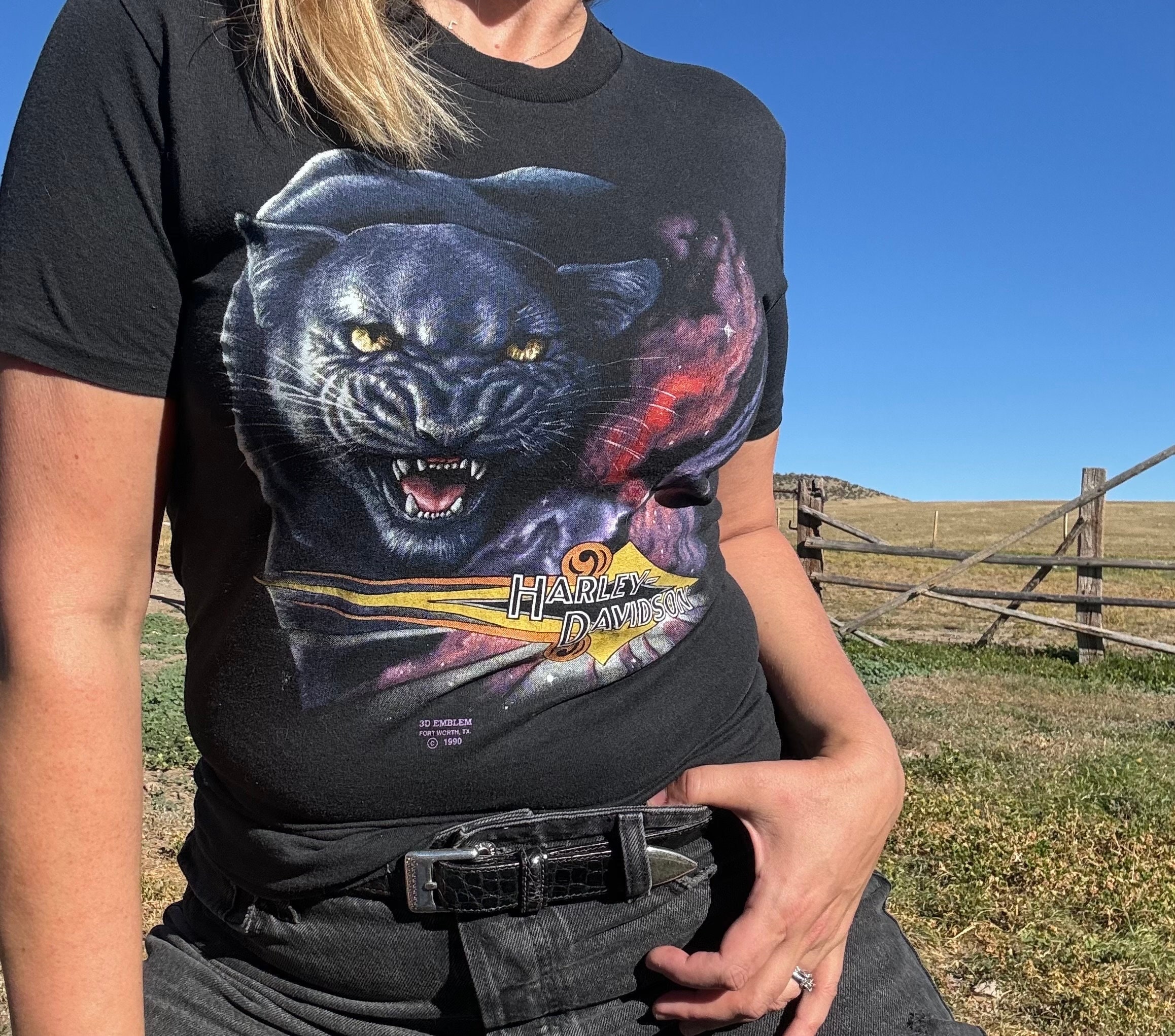 90s HARLEY DAVIDSON Tシャツ PANTHER KANYE